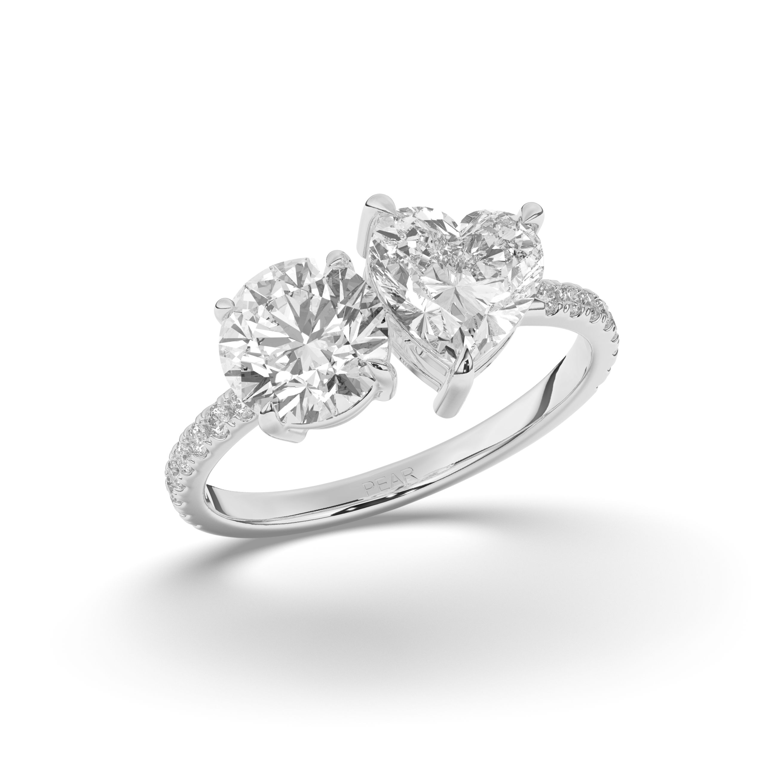 Toi Et Moi Round & Heart Lab-Grown Diamond Ring - Pear Jewels